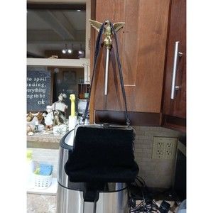Vtg 90's/Y2K Espirit Black Velvet Evening Purse With Snap Closure.